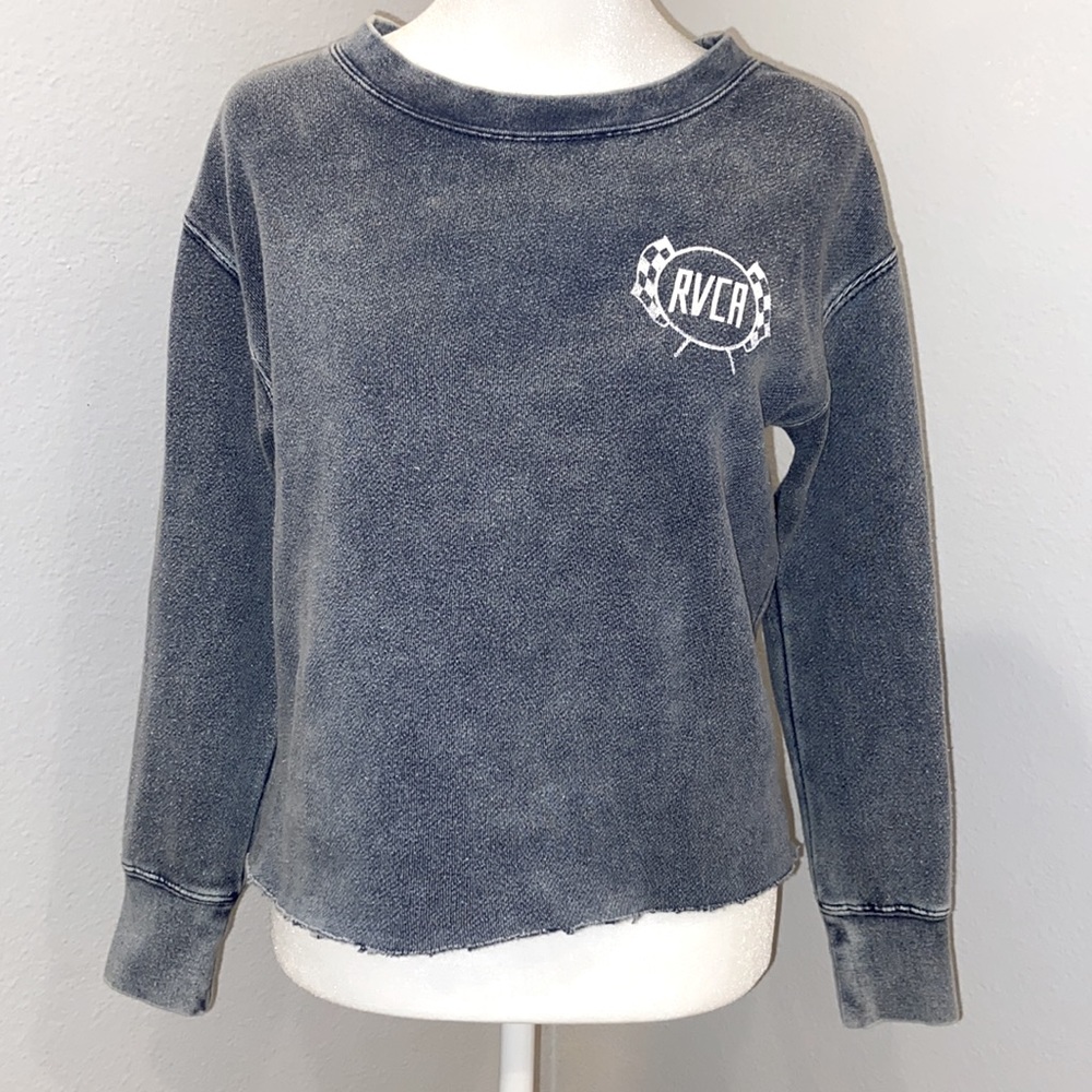 RVCA Cropped Distressed Pullover Sweatshirt XS - Picture 3 of 8